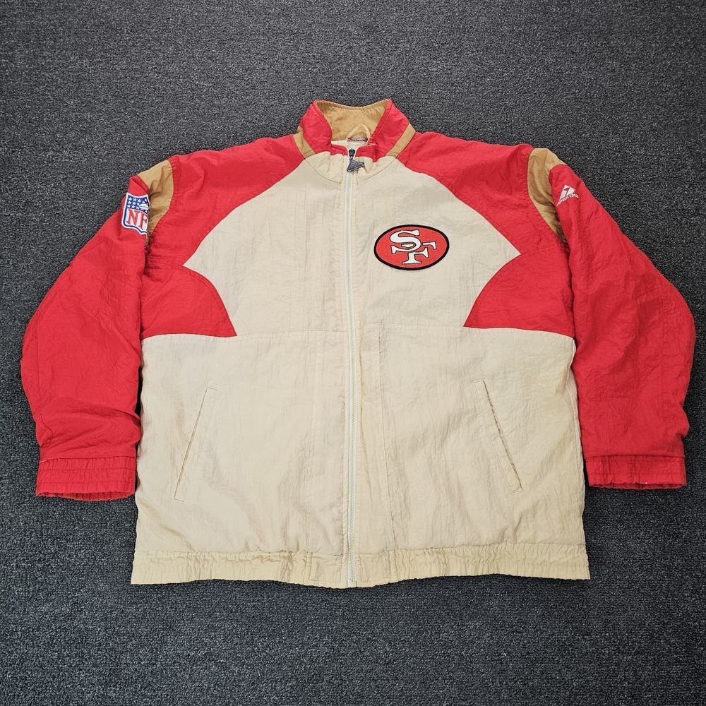 Vintage Apex One San Francisco 49ers Jacket Mens XL Tan Red NFL Windbreaker 90s